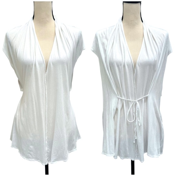 DKNY WHITE COTTON MULTIWAY TIE CLOSE TEE SHIRT - Picture 1 of 15